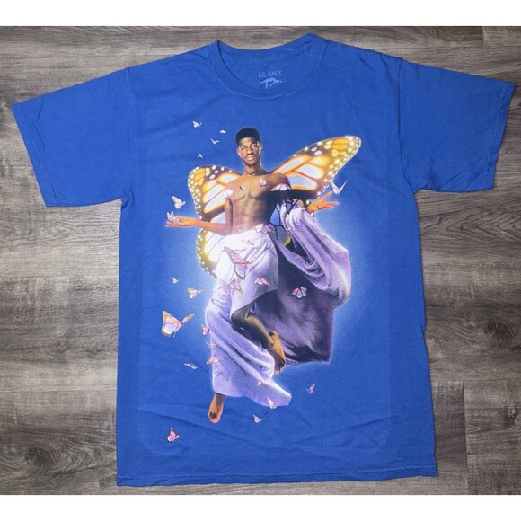 Lil Nas X Long Live Montero Tour T Shirt Size Medium Blue Cupid Graphic Print - Picture 1 of 8